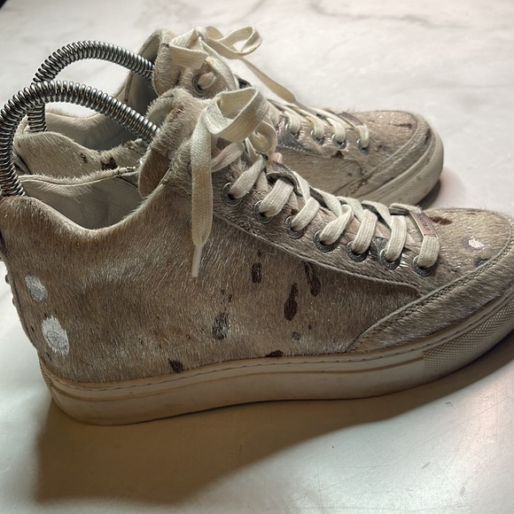 J/Slides Ludlow Mid-Top Off White Metallic Pony Hair - Picture 5 of 11